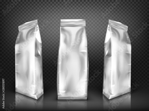 White blank plastic or foil pack realistic vector