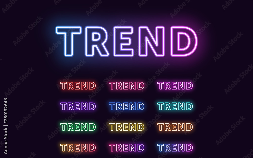 Neon text Trend, expressive Title, word Trend