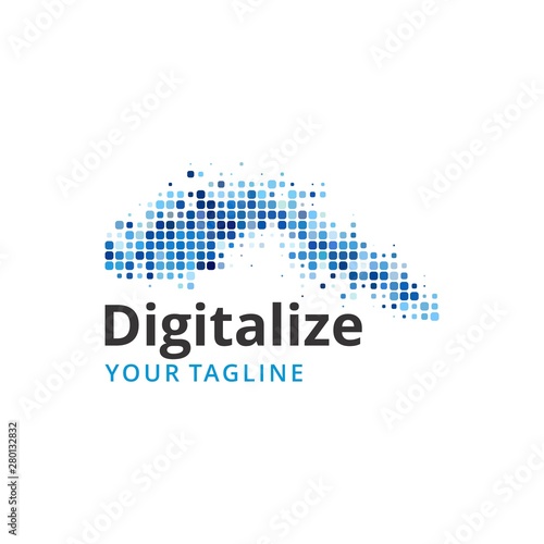Abstract Digitize Dots Logo Design Template