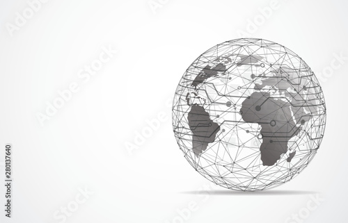 Global network connection. World map point and line composition concept of global business. Vector Illustration