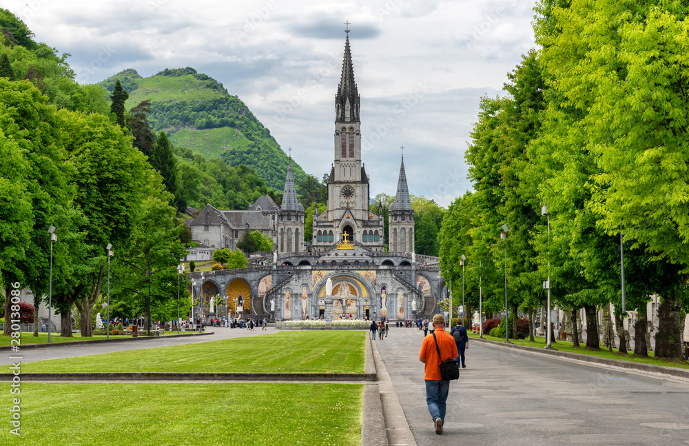 Ταπετσαρία View of the basilica of Lourdes in France