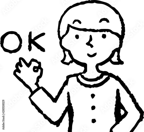 Monochrome Illustration of a woman face and pose set 4