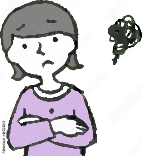 Illustration of a woman face and pose set 4