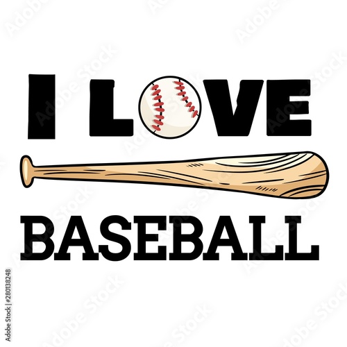 I love baseball sport design. Baseball ball and bat typography print