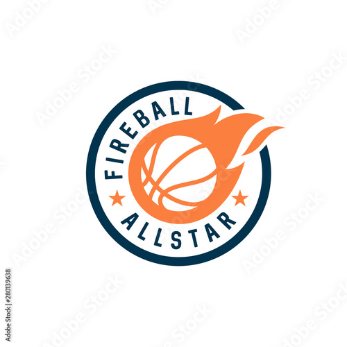 bedge fire basketball vector icon logo design