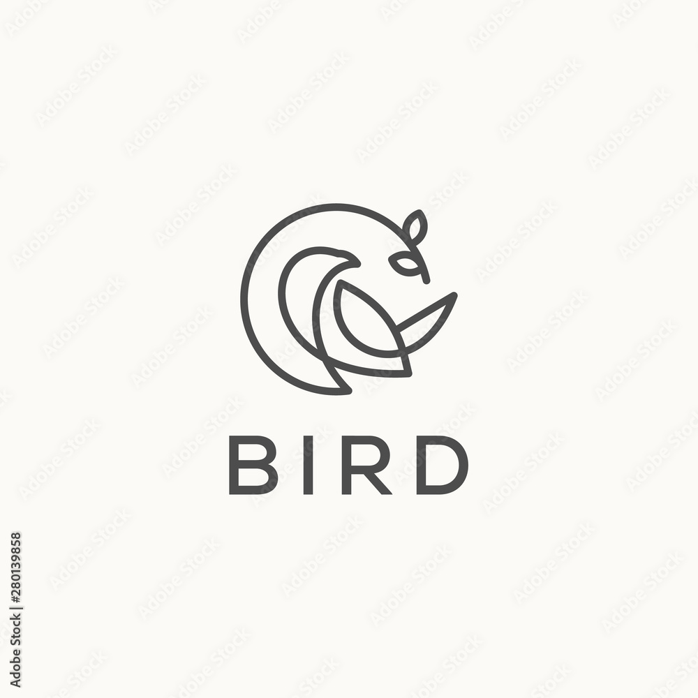 bird leaf logo vector icon template download line art outline bird leaf logo vector icon template download line art outline