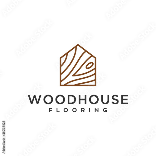 wood house home grain timber lumber vector icon logo design