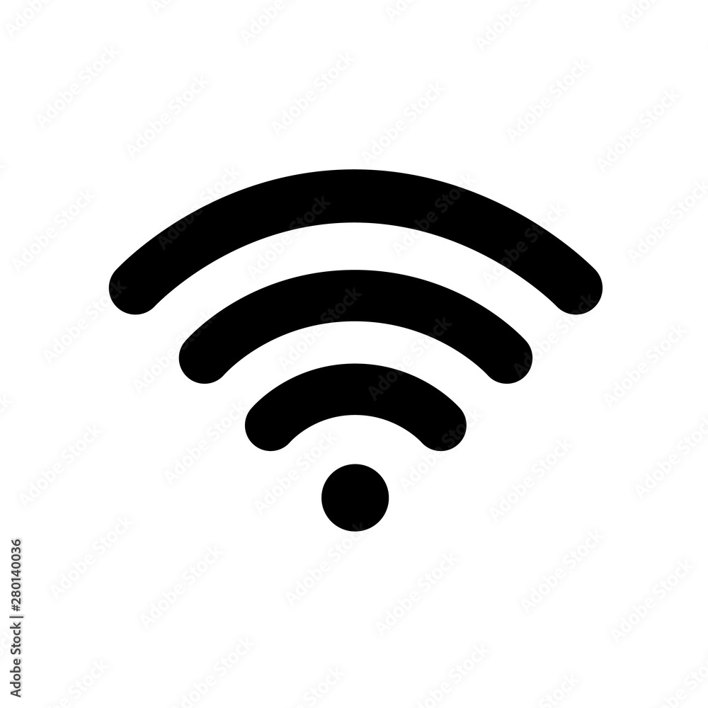 Wi-fi vector icon, sign. Free WiFi black color network symbol for public zon or mobile interface Wi-fi vector icon, sign. Free WiFi black color network symbol for public zon or mobile interface