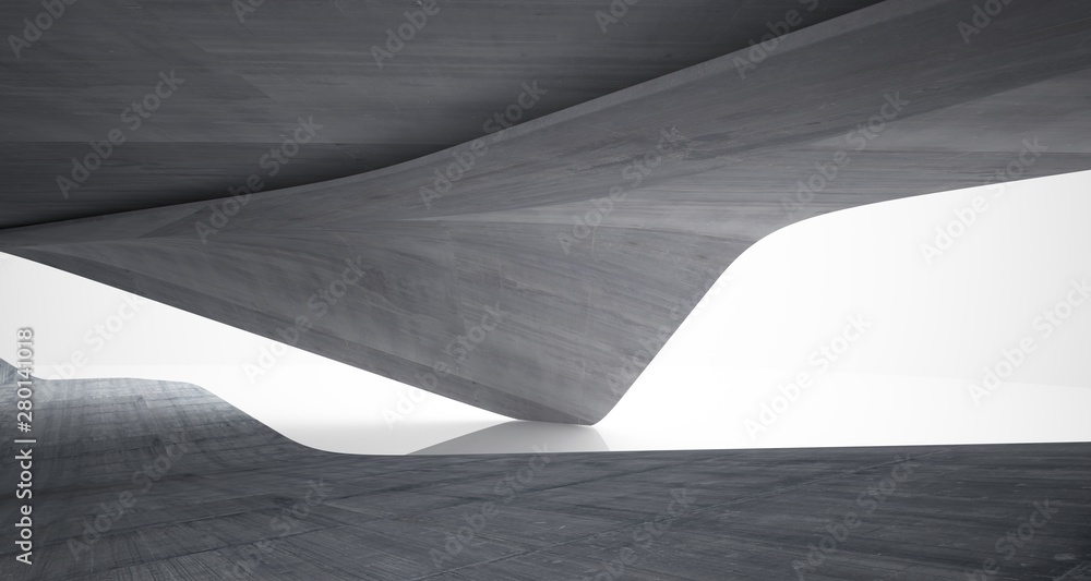 Abstract architectural smooth concrete interior of a minimalist house. 3D illustration and rendering. Abstract architectural smooth concrete interior of a minimalist house. 3D illustration and rendering.