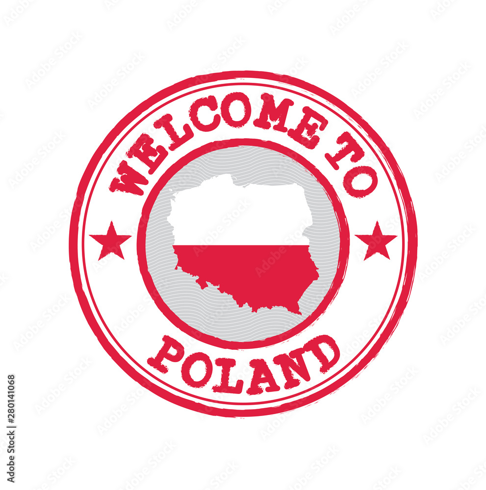 Vector stamp of welcome to Poland with map outline of the Polska in center. Vector stamp of welcome to Poland with map outline of the Polska in center.