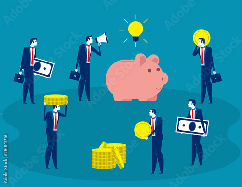 Crowdfunding project. Concept business vector illustration, Investment and Investor, Profit, Finacial.