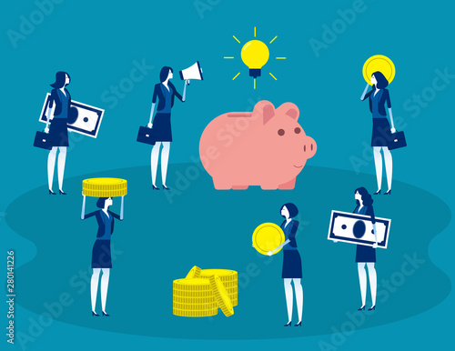 Crowdfunding project. Concept business vector illustration, Investment and Investor, Profit, Finacial.
