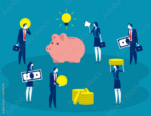 Crowdfunding project. Concept business vector illustration, Investment and Investor, Profit, Finacial.