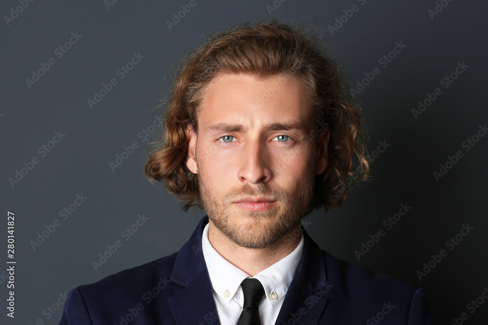 Portrait of handsome man on dark background Portrait of handsome man on dark background