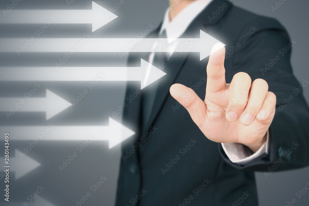 Businessman Touching stock Graph Indicating Growth Businessman Touching stock Graph Indicating Growth