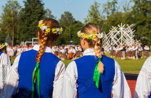 girls in national costumes at a concert