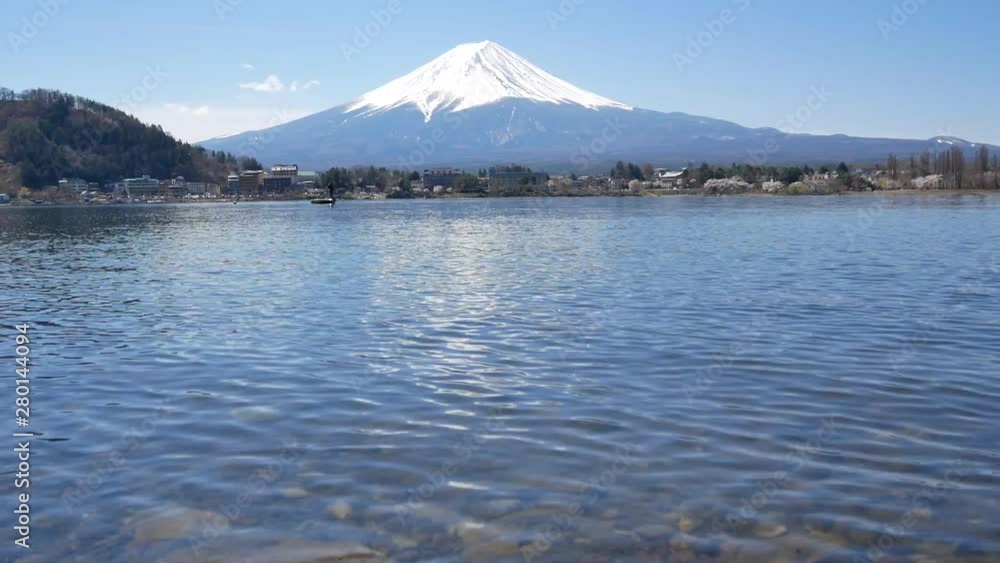 Natural landscape view of Fuji Volcanic Mountain with the lake Kawaguchi in foreground-4K UHD video movie footage short Natural landscape view of Fuji Volcanic Mountain with the lake Kawaguchi in foreground-4K UHD video movie footage short