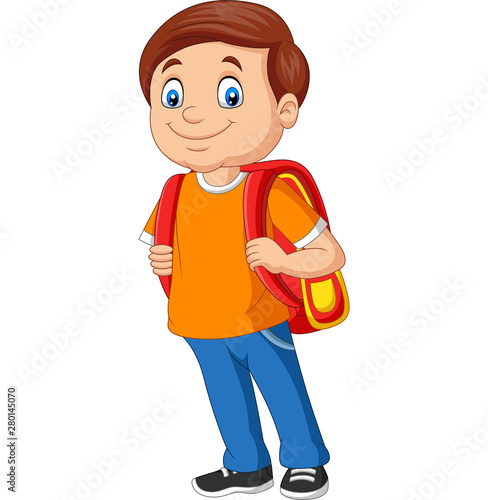Cartoon school boy with a backpack