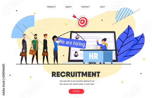 Hr, Recruitment Agency. Web Banner, Landing Page