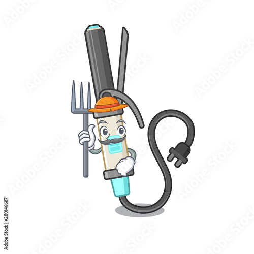 Farmer iron curling isolated in the mascot