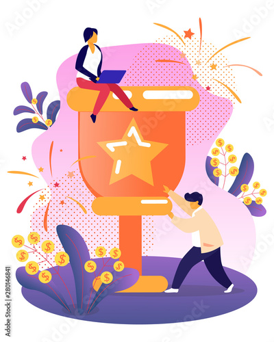 Business Person Sitting on Top of Golden Goblet