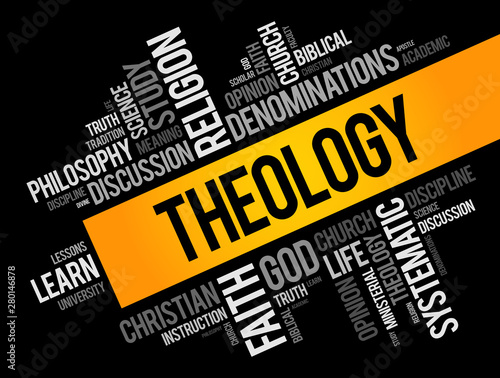 Theology word cloud collage, religion concept background