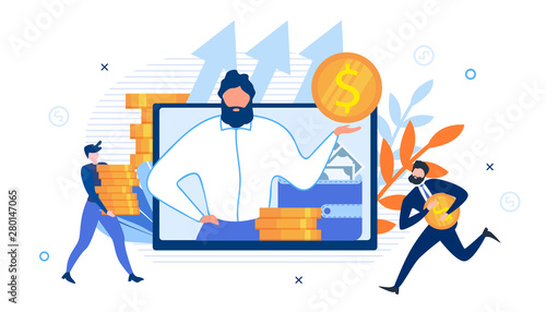 Business Advisor on Screen and Rich Office Workers