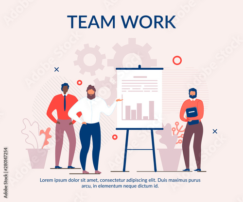Text Cartoon Banner Advertising Effective Teamwork
