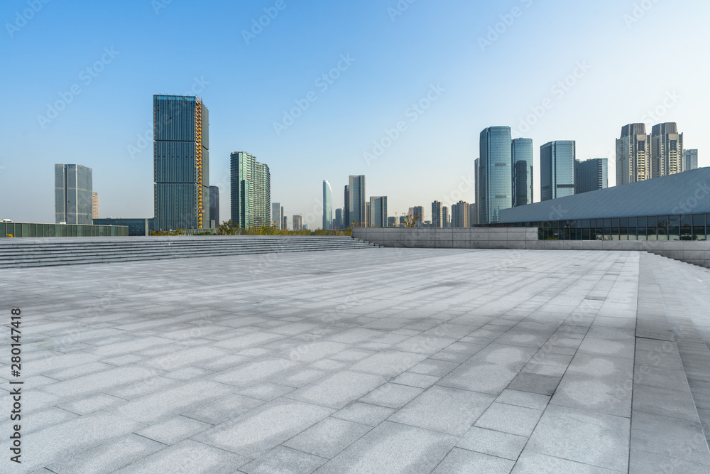 empty and modern square in modern city. empty and modern square in modern city.