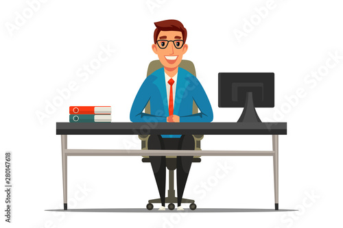 Office worker flat vector illustration
