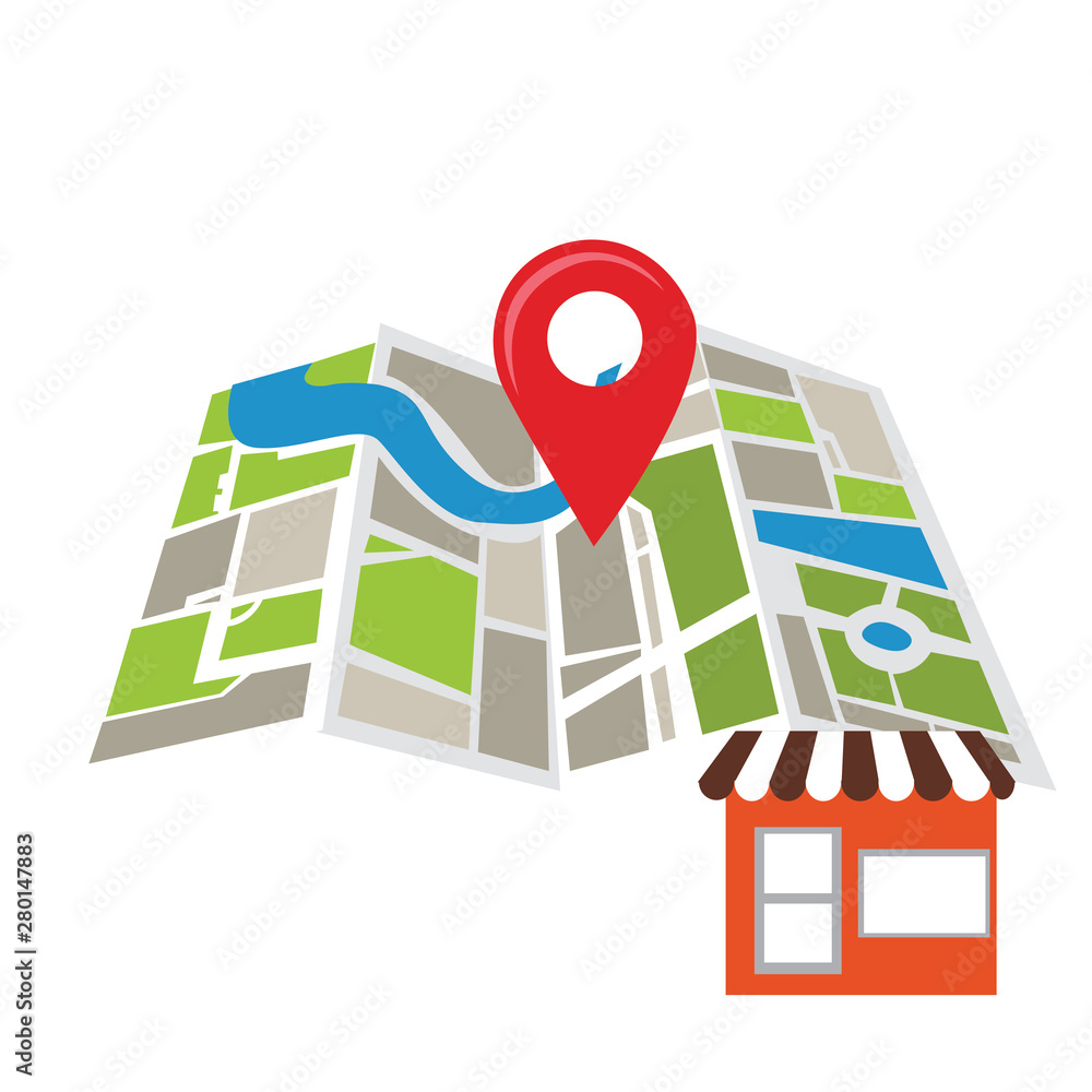 Mobile GPS Route Map Apps, Search Your Location Vector Template Design Illustration