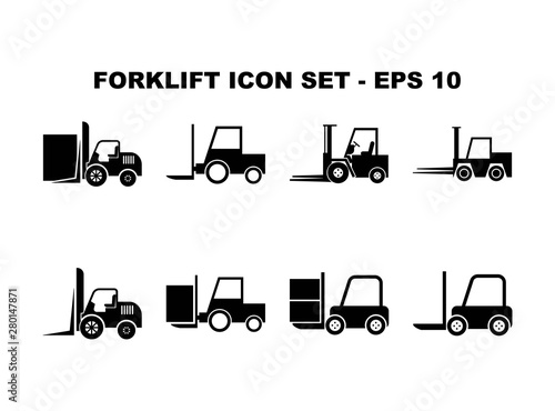 Simple 8 forklift icon set isolated on white background.- vector