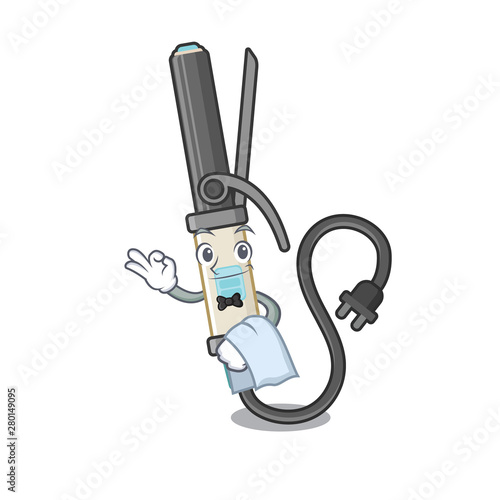 Waiter iron curling in the cartoon shape