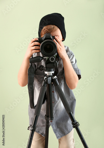 Cute little photographer wi...