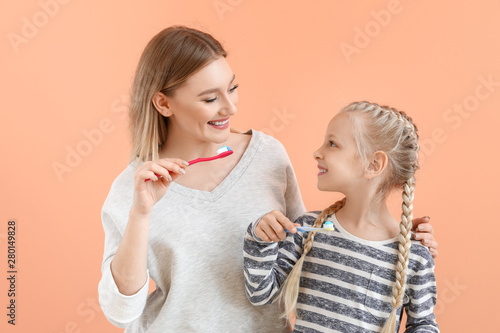 Little girl and her mother ...