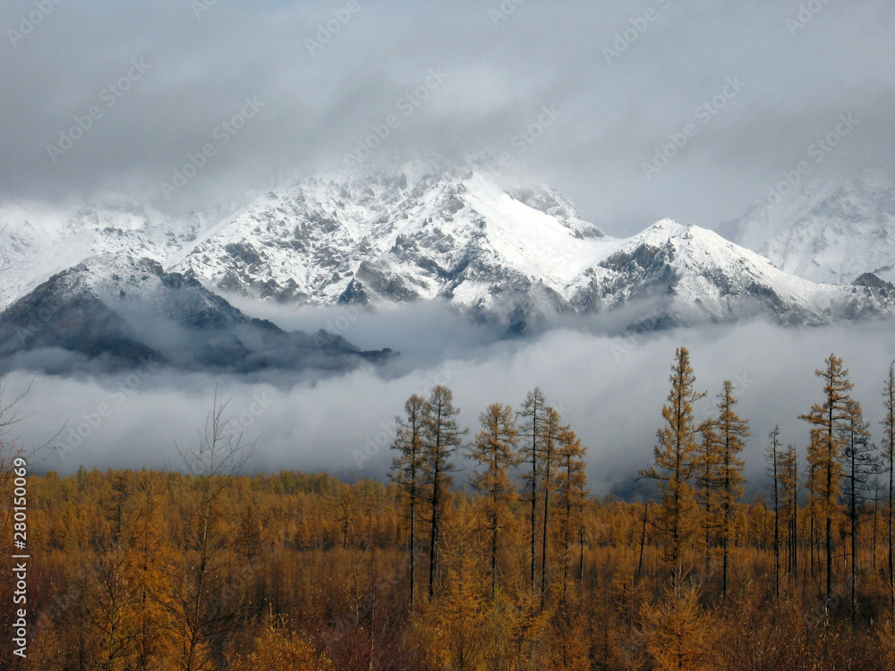 Autumn in mountains deep in Siberia