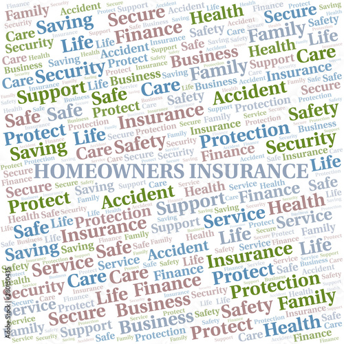 Homeowners Insurance word cloud vector made with text only.