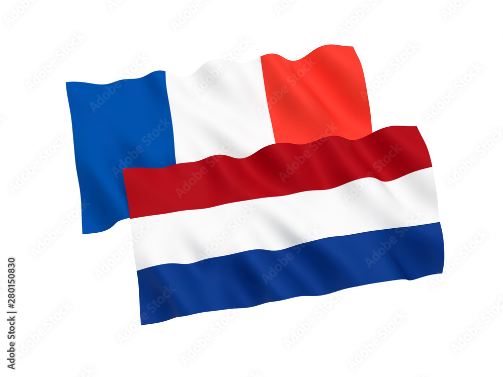 Flags of France and Netherlands on a white background Flags of France and Netherlands on a white background