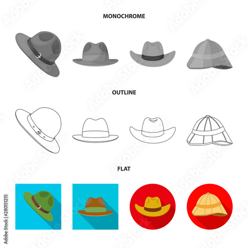 Isolated object of hat and cap symbol. Set of hat and model stock symbol for web.