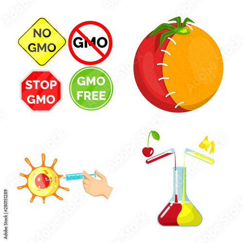 Vector illustration of modified and genetically logo. Set of modified and science vector icon for stock.