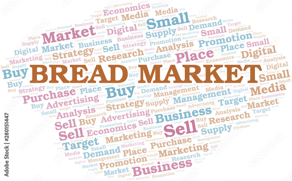 Bread Market word cloud. Vector made with text only.