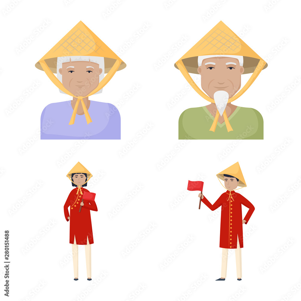 Vector illustration of vietnam and tourism icon. Collection of vietnam and travel vector icon for stock.