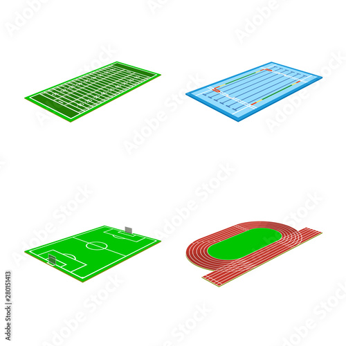 Vector design of stadium and grass sign. Collection of stadium and construction vector icon for stock.