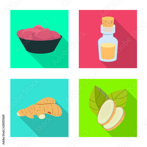 Vector design of fresh and product logo. Set of fresh and asian stock vector illustration.