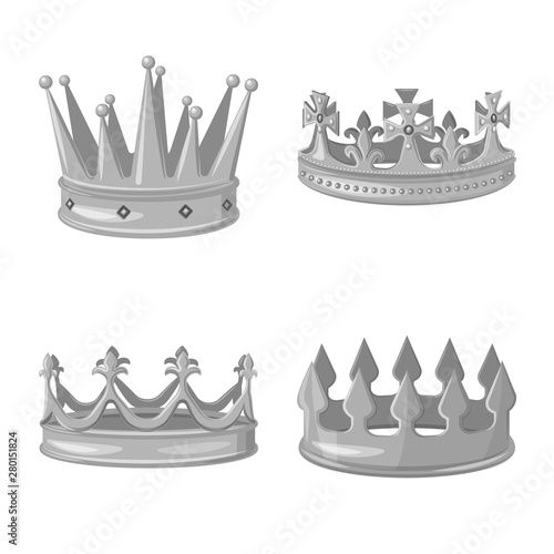 Vector illustration of jewel and vip logo. Collection of jewel and nobility stock symbol for web.