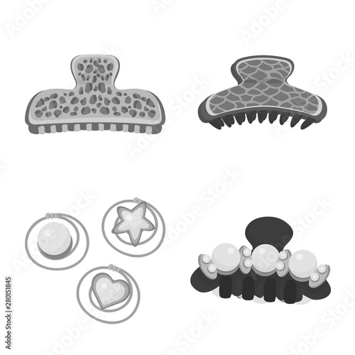 Vector illustration of hairdressing and hairclip icon. Collection of hairdressing and fashion stock vector illustration.
