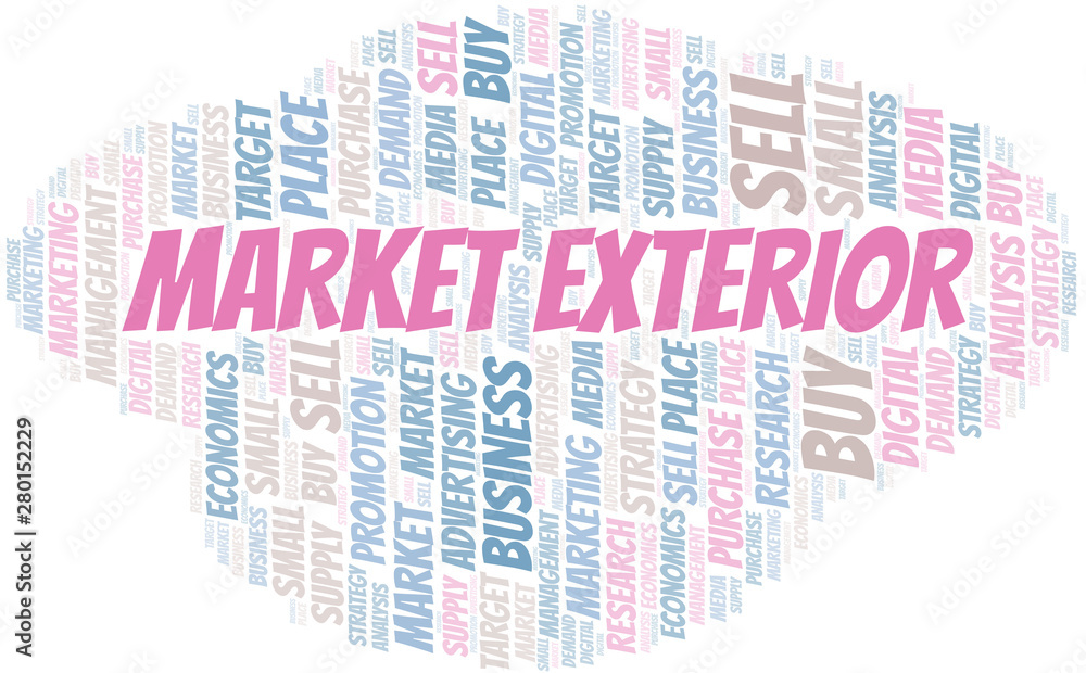 Market Exterior word cloud. Vector made with text only. Market Exterior word cloud. Vector made with text only.