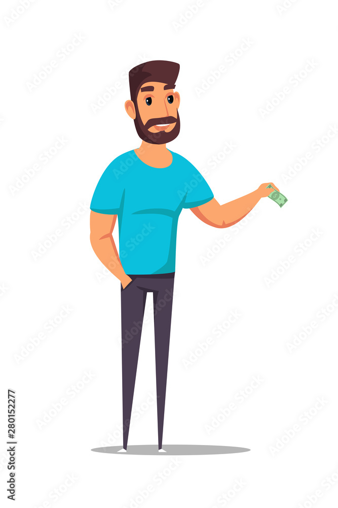Man donating money flat vector illustration