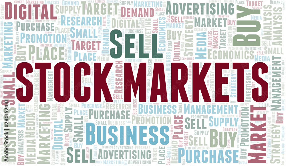 Stock Markets word cloud. Vector made with text only.