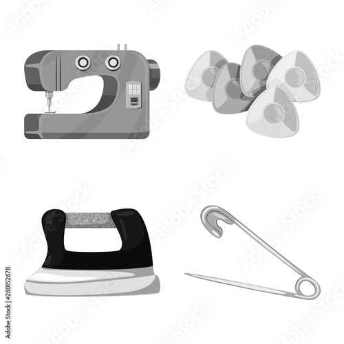 Isolated object of dressmaking and textile sign. Collection of dressmaking and handcraft stock vector illustration.